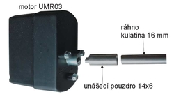 SPOJENÍ MOTORU UMR03 PŘES UNÁŠECÍ POUZDRO S RÁHNEM