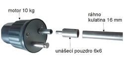 UNÁŠECÍ POUZDRO  6x6 K MOTORU 220 V - 15 kg nebo 1BAT