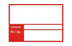 ŠTÍTEK 95X65 - VÝROBCE,KČ / KG